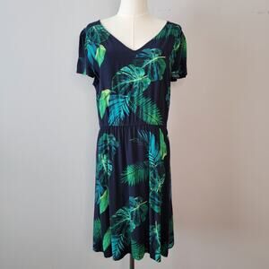 Old Navy Palm Mini Dress Cover Up Tropical Cruise Vacation Beachy Dark Fairy L